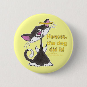 Badge Rond 5 Cm Ange de chat