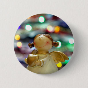 Badge Rond 5 Cm Ange de Noël