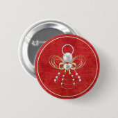 Badge Rond 5 Cm Ange de Noël de joie - rouge (Devant & derrière)