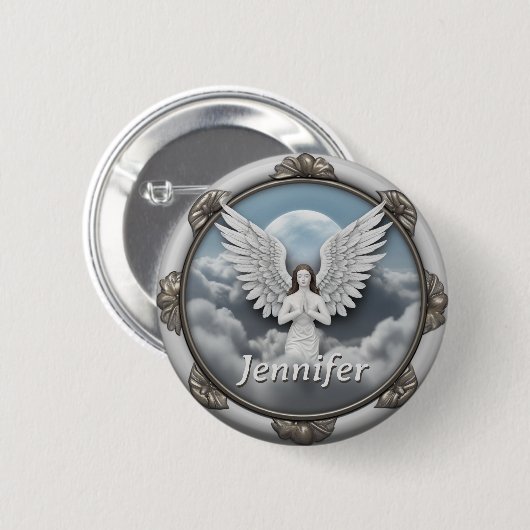 Badge Rond 5 Cm Ange de prière (Devant & derrière)