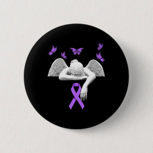 Badge Rond 5 Cm Ange de sensibilisation Papillon ruban violet