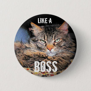 Badge Rond 5 Cm Ange grincheux, comme un chat Meme de patron