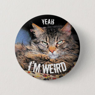Badge Rond 5 Cm Ange grincheux, ouais je suis de chat étrange Mem