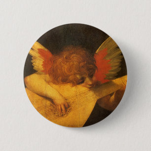 Badge Rond 5 Cm Ange musicien jouant du luth par Rosso Fiorentino