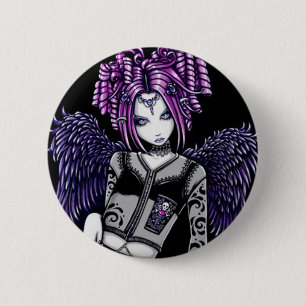 Badge Rond 5 Cm Ange pourpre rose de Natasha