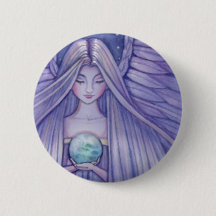 Badge Rond 5 Cm Ange tenant la Terre Pinback Button