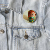 Badge Rond 5 Cm Ange vert V (En situation)