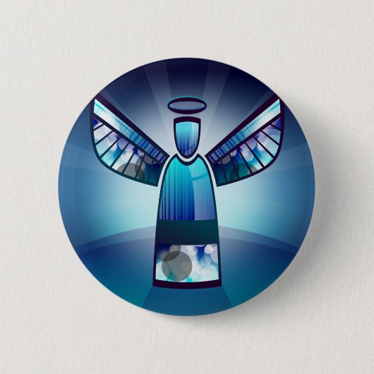 Badge Rond 5 Cm Angel : Angle bleu (Devant)