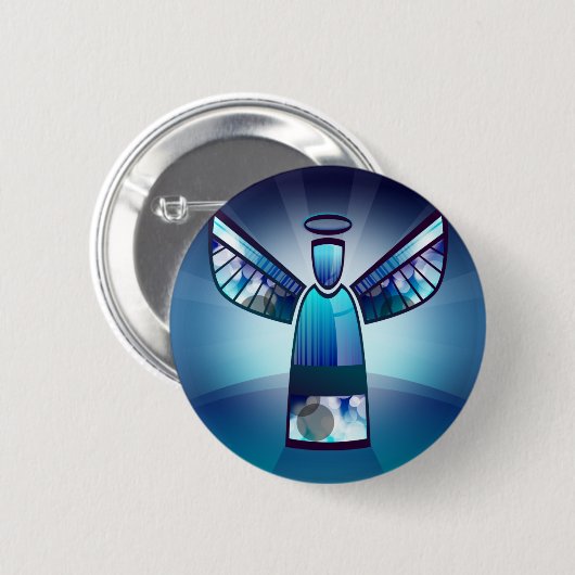 Badge Rond 5 Cm Angel : Angle bleu (Devant & derrière)