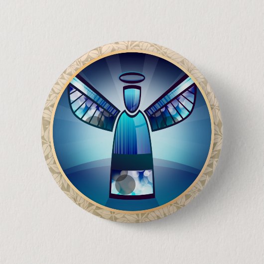Badge Rond 5 Cm Angel : Bouton Pinback Angel bleu (Devant)