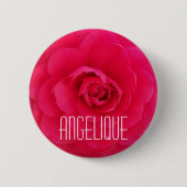 Badge Rond 5 Cm Angelique sur une Camellia rose (Devant)