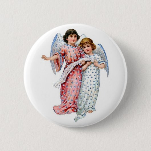 Badge Rond 5 Cm Anges en rose et bleu (Devant)