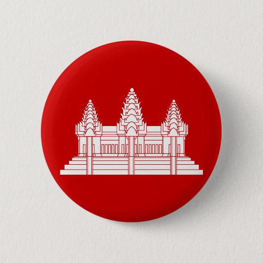 Badge Rond 5 Cm Angkor Wat Cambodian / Khmer Flag (Devant)