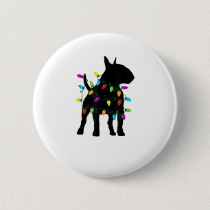 Badge Rond 5 Cm Anglais Bull Terrier Dog lumières de Noël