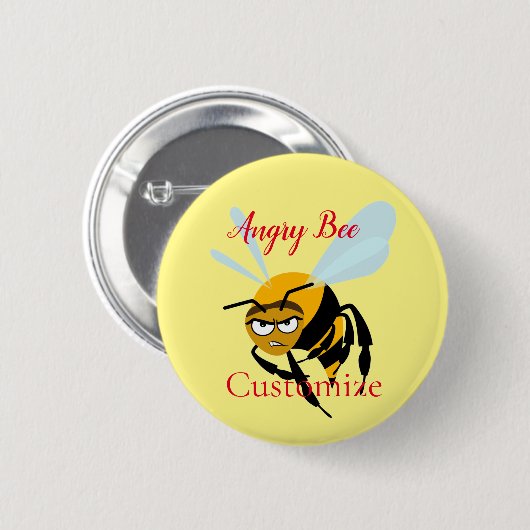 Badge Rond 5 Cm Angry Bee Thunder_Cove (Devant & derrière)