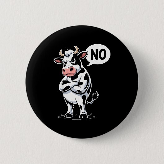 Badge Rond 5 Cm Angry Cow No - Funny Cow Lover Dairy Farmer (Devant)