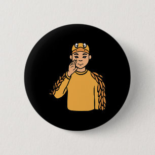 Badge Rond 5 Cm Animal Asl Gesture main Sourds Acteurs de perte d'