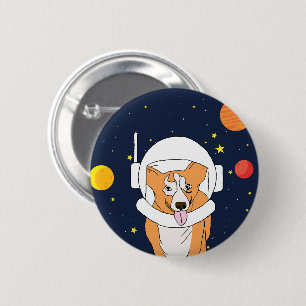 Badge Rond 5 Cm Animal Astronaute Corgi Avec Casque Spatial Clipar