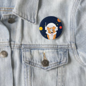 Badge Rond 5 Cm Animal Astronaute Corgi Avec Casque Spatial Clipar (En situation)