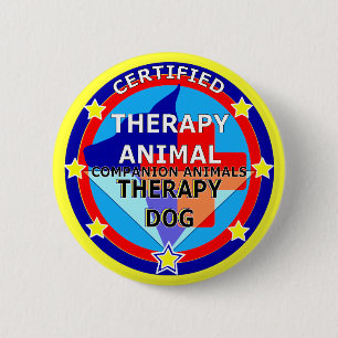 BADGE ROND 5 CM ANIMAL CERTIFIÉ DE THÉRAPIE - CHIEN DE THÉRAPIE