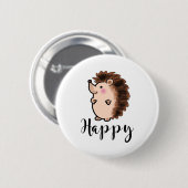 Badge Rond 5 Cm Animal heureux de hérisson (Devant & derrière)