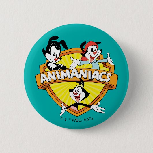 Badge Rond 5 Cm Animaniacs | Warner Brothers & Sister WB Shield (Devant)
