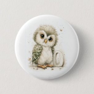 Badge Rond 5 Cm Animaux Bébés à l'Aquarelle Mignons avec Lettres d