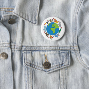 Badge Rond 5 Cm Animaux de bande dessinée du bouton du monde