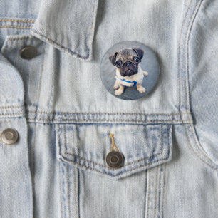 Badge Rond 5 Cm Animaux de bébés cutest Carlin bébé