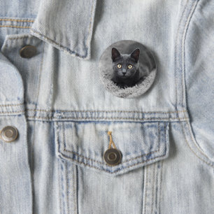 Badge Rond 5 Cm Animaux de bébés cutest Chat gris