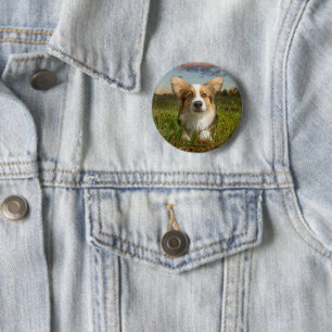 Badge Rond 5 Cm Animaux de bébés cutest Corgi dans le nuage