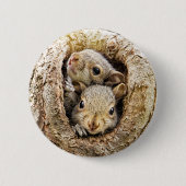 Badge Rond 5 Cm Animaux de bébés cutest | Écureuils curieux (Devant)