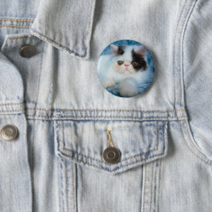 Badge Rond 5 Cm Animaux de bébés cutest Kitten noir et blanc