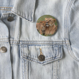 Badge Rond 5 Cm Animaux de bébés cutest Lion Cub & Mother