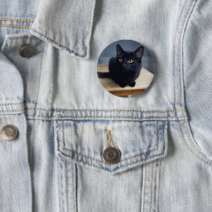 Badge Rond 5 Cm Animaux de bébés cutest Portrait d'un chat noir