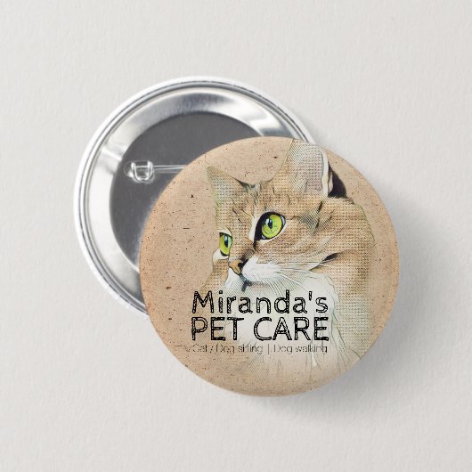Badge Rond 5 Cm Animaux de compagnie Grooming assis Bain Beauté Sa (Devant & derrière)
