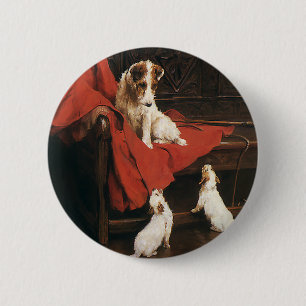 Badge Rond 5 Cm Animaux de compagnie vintage, chiens Jack Russel T