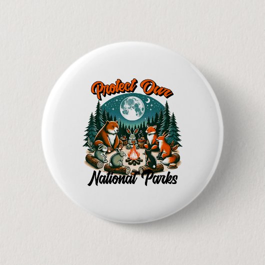 Badge Rond 5 Cm Animaux Mignons Camping Protégeons Nos Parcs Natio (Devant)