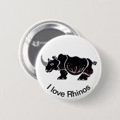 Badge Rond 5 Cm Animaux sauvages - J'aime Rhinos-Faune-Afrique (Devant & derrière)
