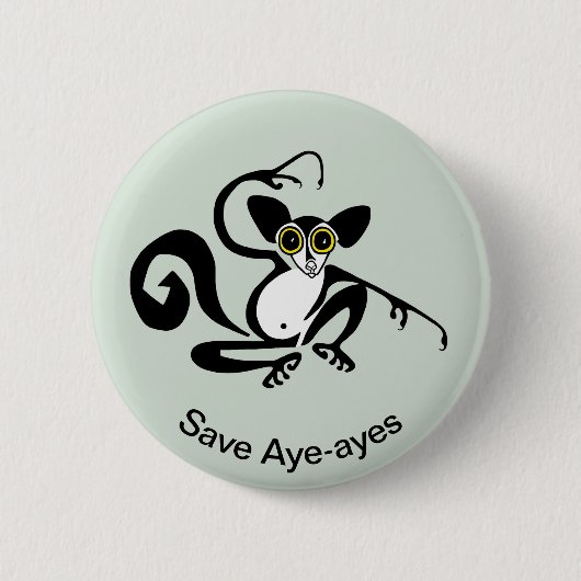 Badge Rond 5 Cm Animaux sauvages - Sauvez AYE-AYES - Nature - (Devant)