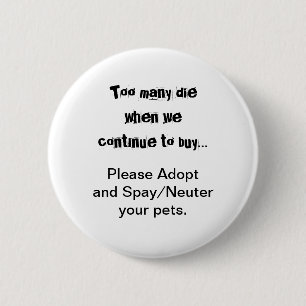 Badge Rond 5 Cm Animaux Stériliser Castrer Adopter Chiens Chats
