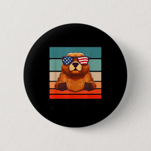 Badge Rond 5 Cm Animaux Vintage Groundhog Amoureux Week-ends sont