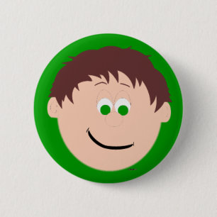 Badge Rond 5 Cm Animé Brown Cheveux Vert teint Garçons Visage