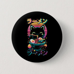 Badge Rond 5 Cm Anime chat manger Ramen japonais Ramen Chat Japon