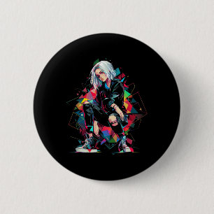 Badge Rond 5 Cm Anime Manga Graphisme Polygone Art Anime