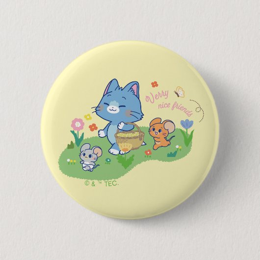 Badge Rond 5 Cm Anime Tom, Jerry et Tuffy Picnic (Devant)