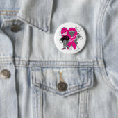 Badge Rond 5 Cm Animée Fille Cancer du Sein Sucres (En situation)