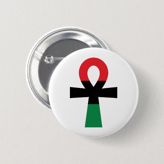 Badge Rond 5 Cm Ankh rouge, noir et vert (Devant & derrière)