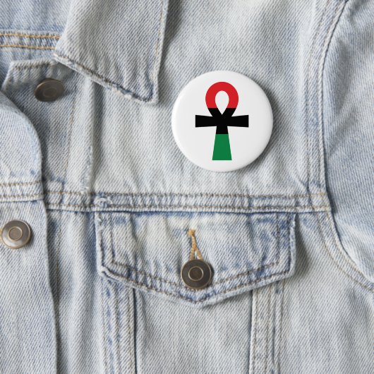 Badge Rond 5 Cm Ankh rouge, noir et vert (En situation)