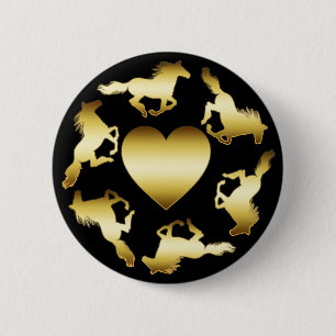 BADGE ROND 5 CM ANNEAU DE CHEVAUX D'OR